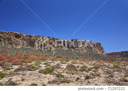 GRAMVOUSA - BALOS, THE CRETE ISLAND, GREECE - JUNE 4, 2019. GRAMVOUSA - BALOS, THE CRETE ISLAND, GREECE - JUNE 4, 2019. 71207222