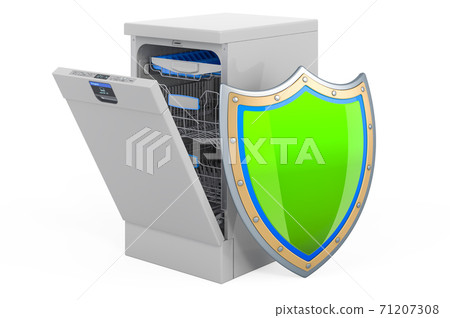 Dishwasher with shield, 3D rendering 71207308