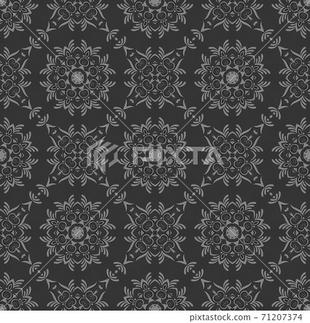 Geometrical dark grey pattern with beautiful ornate , complex texture with floral elements 71207374