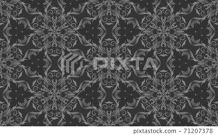 Geometrical dark grey pattern with beautiful ornate , complex texture with floral elements Geometrical dark grey pattern with beautiful ornate , complex texture with floral elements 71207378
