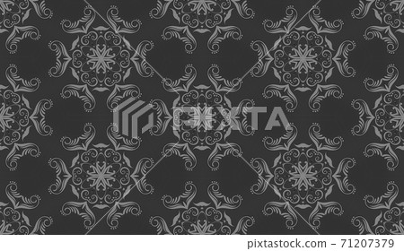 Geometrical dark grey pattern with beautiful ornate , complex texture with floral elements Geometrical dark grey pattern with beautiful ornate , complex texture with floral elements 71207379