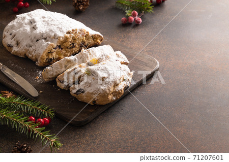 Christmas stollen - traditional German bread. Christmas stollen - traditional German bread. 71207601