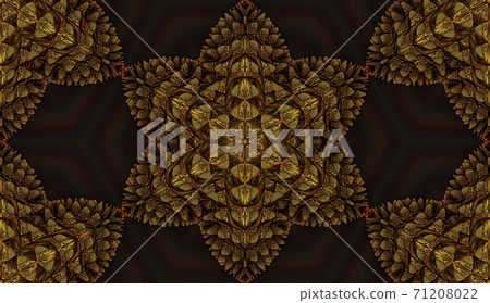 Golden fractal pattern with luxury floral ornament Golden fractal pattern with luxury floral ornament 71208022