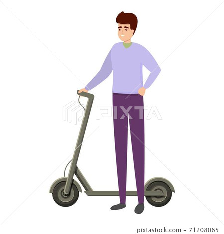 Active boy electric scooter icon, cartoon style Active boy electric scooter icon, cartoon style 71208065