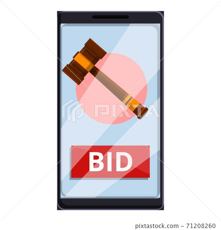 Smartphone auction bid icon, cartoon style Smartphone auction bid icon, cartoon style 71208260