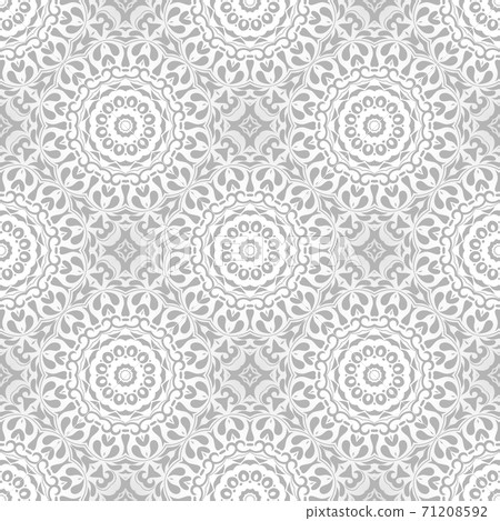 Geometrical grey and white pattern with beautiful ornate , complex texture with floral elements 71208592