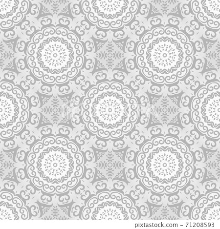 Geometrical grey and white pattern with beautiful ornate , complex texture with floral elements 71208593