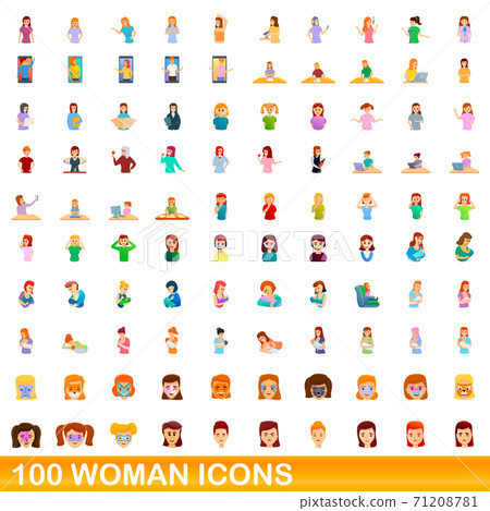 100 woman icons set, cartoon style - Stock Illustration [71208781] - PIXTA