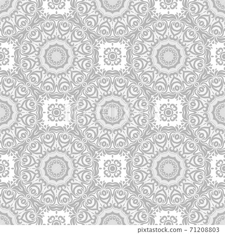 Geometrical grey and white pattern with beautiful ornate , complex texture with floral elements 71208803
