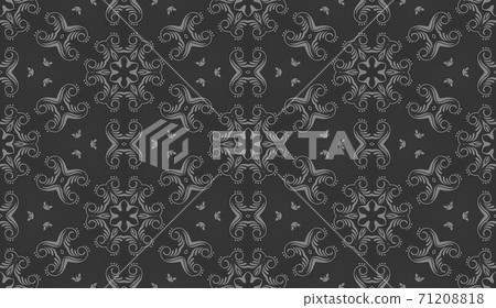 Geometrical dark grey pattern with beautiful ornate , complex texture with floral elements Geometrical dark grey pattern with beautiful ornate , complex texture with floral elements 71208818
