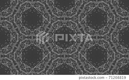 Geometrical dark grey pattern with beautiful ornate , complex texture with floral elements Geometrical dark grey pattern with beautiful ornate , complex texture with floral elements 71208819