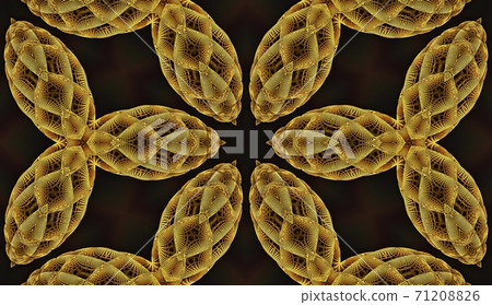 Golden fractal pattern with luxury floral ornament 71208826