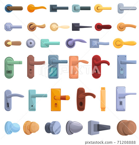 Door handles icons set, cartoon style Door handles icons set, cartoon style 71208888