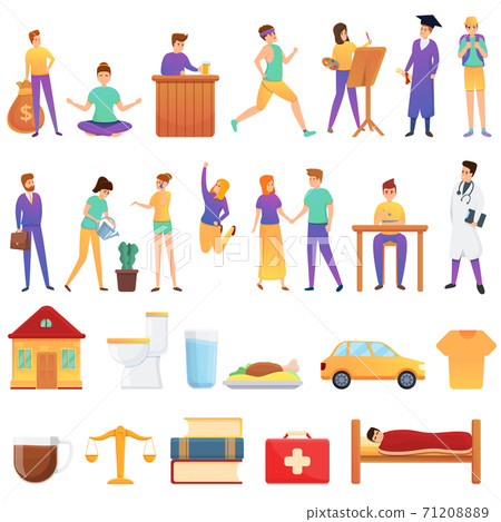 Human needs icons set, cartoon style Human needs icons set, cartoon style 71208889