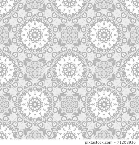 Geometrical grey and white pattern with beautiful ornate , complex texture with floral elements 71208936
