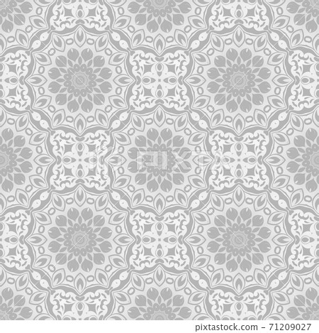 Geometrical grey and white pattern with beautiful ornate , complex texture with floral elements Geometrical grey and white pattern with beautiful ornate , complex texture with floral elements 71209027