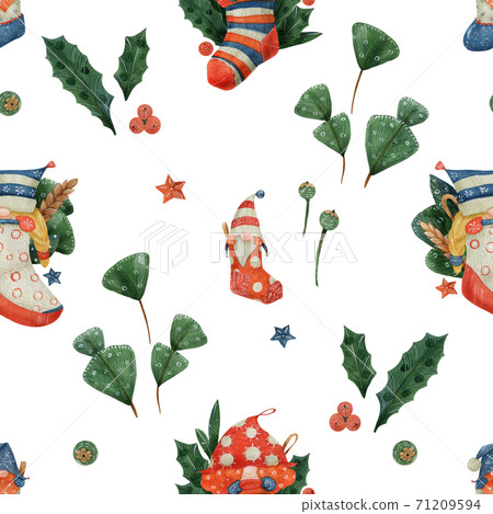 Christmas watercolor floral seamless pattern Christmas watercolor floral seamless pattern 71209594