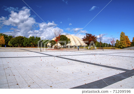 秋天的信州天空公園山比科巨蛋和藍天 秋天的信州天空公園山比科巨蛋和藍天 71209596