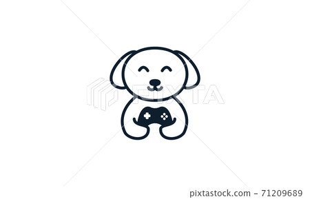 dog with stick game lines  logo vector icon design 71209689