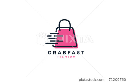 Shopping Bag With Fast Market Buy Sell Logo Stock Illustration