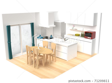 White dining kitchen 3DCG White dining kitchen 3DCG 71209811