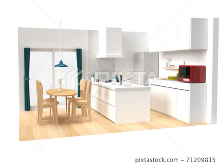 White dining kitchen 3DCG 71209815