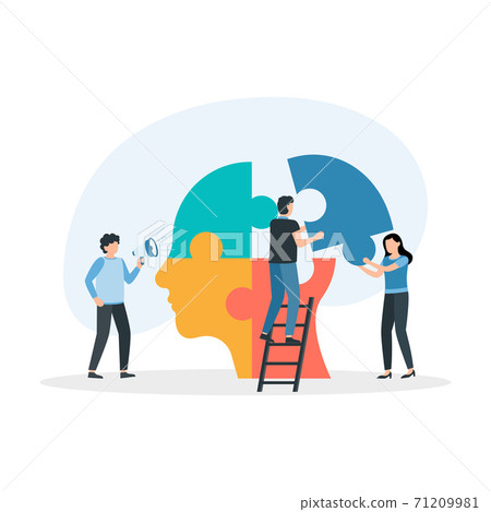 People connecting puzzle elements. Teamwork workplace success, collaboration business concept. People connecting puzzle elements. Teamwork workplace success, collaboration business concept. 71209981
