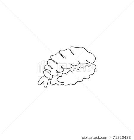 One Single Line Drawing Fresh Japanese Nigiri Stock Illustration