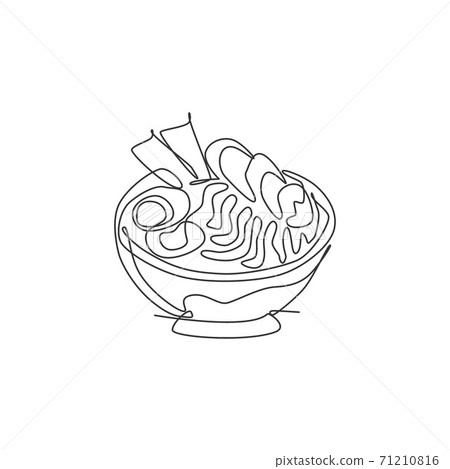 One Single Line Drawing Of Fresh Japanese Ramen Stock Illustration 71210816 Pixta