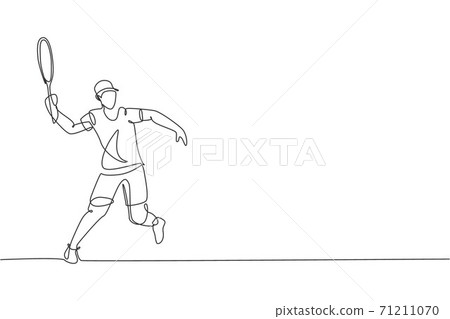 One Single Line Drawing Young Energetic Man Stock Illustration