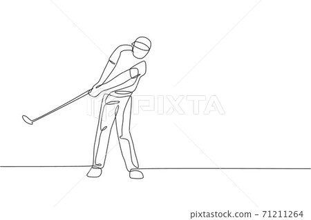 Single one line drawing two crossed golf clubs Vector Image