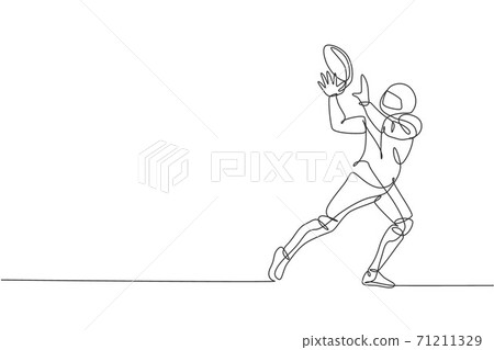 Continuous line drawing american football player Vector Image