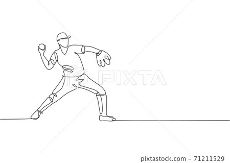 One Single Line Drawing Of Young Energetic Man... - Stock Illustration ...