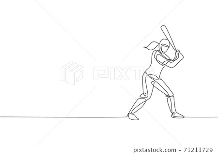 Baseball Player And Softball Player Line Drawing Hand Drawn Vector