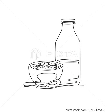 One Continuous Line Drawing Fresh Delicious Stock Illustration 71212582 Pixta