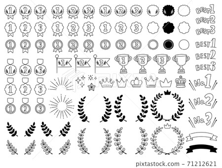 A set of cute hand-painted ranking icons, line art only 71212621