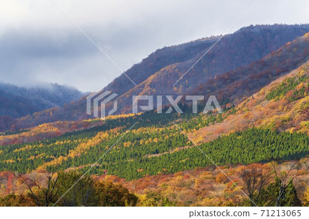 Mt. Fubo seen from Shichikashuku in late autumn, autumn leaves, Shichikashuku Town, Miyagi Prefecture Mt. Fubo seen from Shichikashuku in late autumn, autumn leaves, Shichikashuku Town, Miyagi Prefecture 71213065
