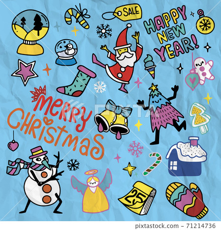 Cute hand drawn Christmas doodles, set of... - Stock Illustration  [71214736] - PIXTA