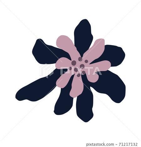Purple flower isolated on white background. Abstract botanical with dot, sketch hand drawn in style doodle. Purple flower isolated on white background. Abstract botanical with dot, sketch hand drawn in style doodle. 71217132