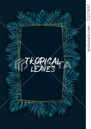 Exotic pattern with tropical leaves on a black background. 71217657
