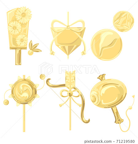 Gold New Year lucky charm icon style illustration 71219580