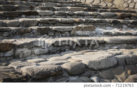 vintage gray stone stairs. Selective focus photo vintage gray stone stairs. Selective focus photo 71219763