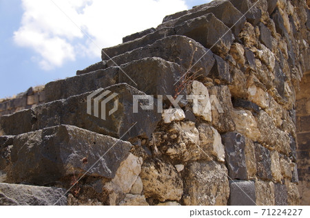 [Jordan] Stone steps made by stacking stones from the ruins of Unmukais, Irbid 71224227