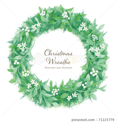 Christmas wreath of white flowers and nuts / hand drawn illustration Christmas wreath of white flowers and nuts / hand drawn illustration 71225779