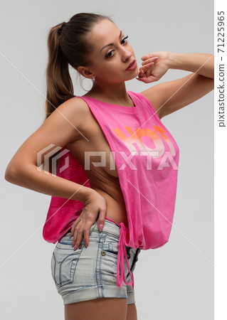 Slim brunette lady in underwear 71225965