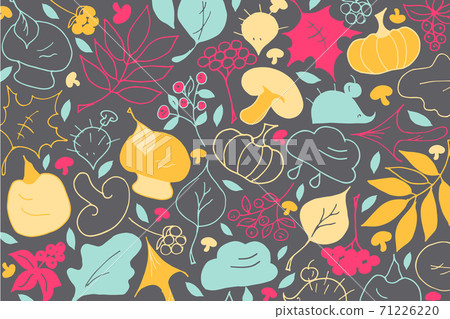 Doodle trendy autumn elements pattern vector illustration 71226220