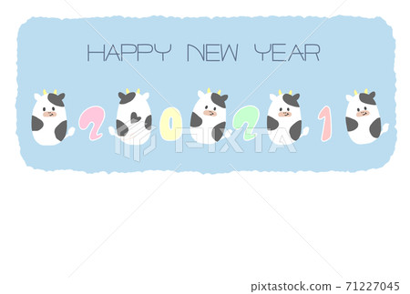 2021年丸井牛肉的可愛的年底插圖新年賀卡 2021年丸井牛肉的可愛的年底插圖新年賀卡 71227045