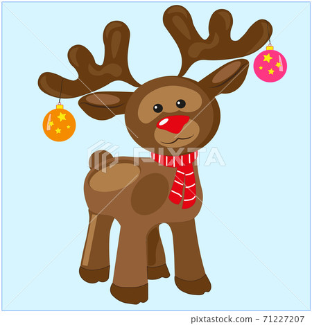 Vector EPS 10. Rudolf the reindeer with the red nose 71227207
