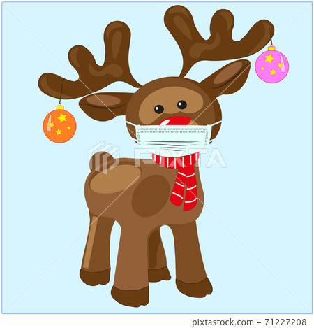 Vector EPS 10. Rudolf the reindeer with the red nose and face mask Vector EPS 10. Rudolf the reindeer with the red nose and face mask 71227208