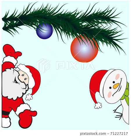 Greeting card with Santa Claus and Snowman. Vector EPS 10 Greeting card with Santa Claus and Snowman. Vector EPS 10 71227217